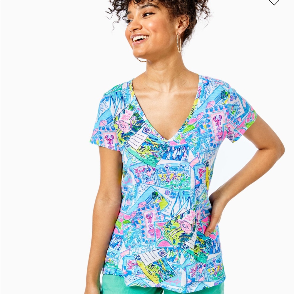 Lilly Pulitzer,Etta TShirt,Wish You Were Here NWT